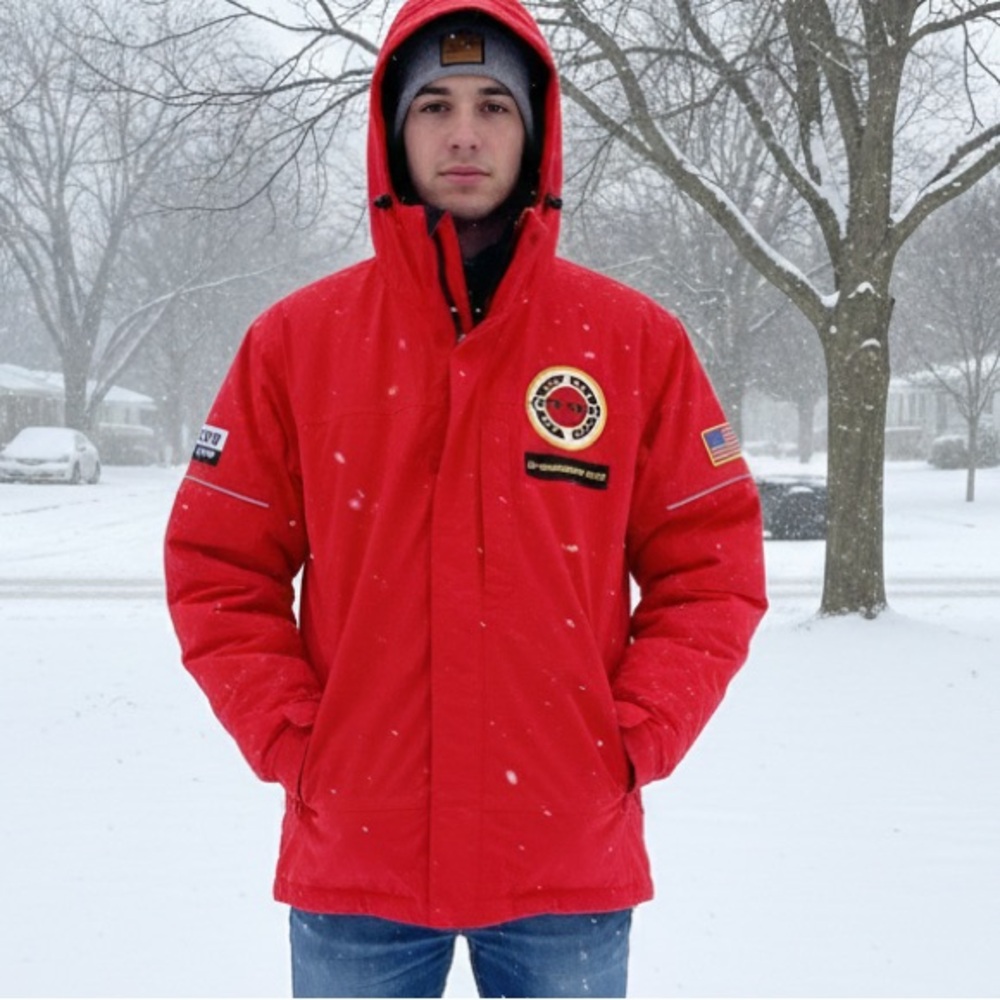 Timberland Red Weathergear Waterproof Zip-Front Hooded Jacket Americorps SIZE XS